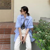 5 Colors Loose Oversize Solid Blouse Shirt