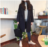 Long Sleeve Wool Thin Blend Elegant Coat
