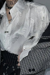 Long Sleeve Chinese Dragon Printed Punk Blouse Shirts