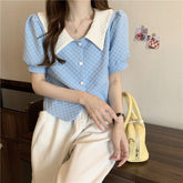 Sweet Panelled Peter Pan Collar Shirts