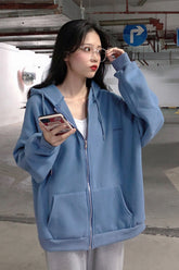 Long Sleeve Zipper Up Casual Hoodie