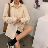 Buntes, lockeres Blusenhemd mit Doppeltaschen