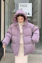 Solid Warm Hooded Parkas Coat Jacket