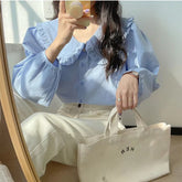 Long Sleeve Vintage Peter Pan Collar Blouse Shirt