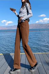 High Waist Casual Brown Jeans Pants