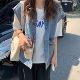 Ärmellose Weste im Denim-Stil mit Taschen