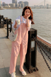 Hellrosa lässige Jeans-Jumpsuits