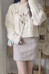 Long Sleeve Floral Embroidered Knitted Retro Sweater