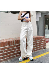 High Waist Wide Leg White Jeans Pants