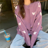 Eleganter, lockerer Strickpullover mit Schmetterlingsmuster