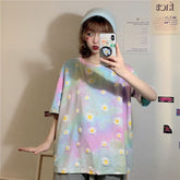 Lockeres Hemd mit Batikmuster und Gänseblümchen-Print