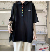 Loose Colorful Button Collar Shirt