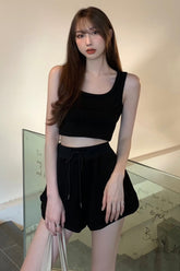 Zweiteiliges Set, ärmelloses Tanktop, Shorts, Hosenanzug