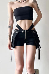 Hip Hop Extended Buckle Pockets Shorts
