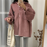 Loose Long Sleeve Basic Corduroy Shirts