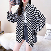 Long Sleeve Casual Chess Plaid Blouse Shirt