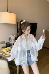 Sexy Jacke mit Blumenmuster und Spitze