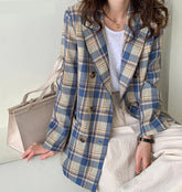 Double Breasted Loose Plaid Blazer Coat