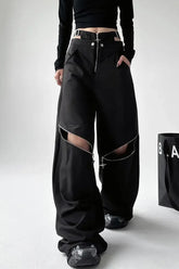Loose Retro Cut Out Zipper Knee Pants