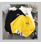 Long Sleeve Rainbow Pocket Fleece Sweatshirt