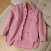 Casual Pink Color Denim Jeans Jacket