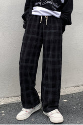 Loose Casual Plaid Corduroy Long Pants