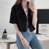 Cute Short Sleeve Single Breasted Short Blazer