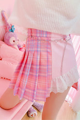 Halbfarbiger Rock mit unregelmäßigem Karomuster und hoher Taille