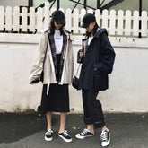 Plaid Adjustable Hooded Trench Jacket