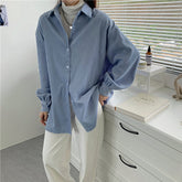 Turn Down Collar Long Sleeve Corduroy Shirt