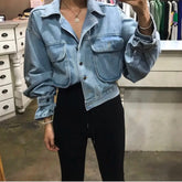 Loose Cropped Style Cropped Denim Jacket