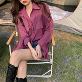 Long Sleeve Double Pockets Retro Blouse Shirts
