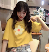 Daisy Cartoon Printed Cropped Shirt