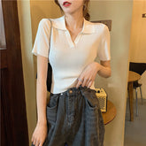 Lapel Collar Skinny Solid Slim Shirts