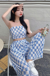 2 Piece Plaid Pattern Casual Sets