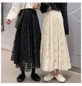 High Waist Lace Elegant Pattern Long Skirts