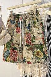 High Waist Floral Pattern Wide Leg Shorts