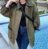 Cordjacken mit Retro-Umlegekragen