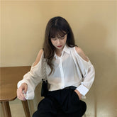 Loose Off Shoulder Chiffon Blouse Shirts