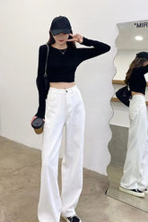 High Waist Casual White Jeans Pants