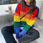 Loose Rainbow Warm Knitted Sweater