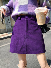 High Waist A-Line Corduroy Skirts