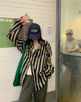 Langärmliges, lässiges Retro-Bluse-Shirt mit Streifen