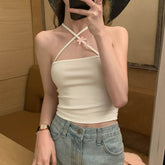 Sexy Halter Cross Slim Crop Tops