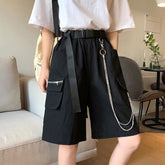 High Waist Chain Cargo Shorts Pants
