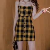 Vestido sexy con tirantes finos a cuadros