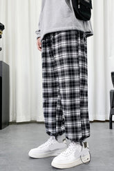Dark Hip Hop Plaid Joggers Pants