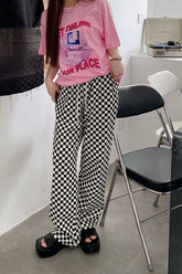 Loose Plaid Checkerboard Wide Leg Pants