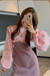 Vestido mini casual con mangas largas tipo farol