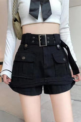 High Waist Cargo Pockets Mini Skirts